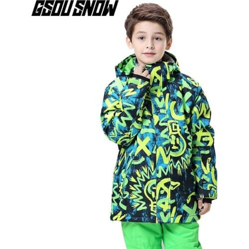GSOU SNOW Winter Boys Snowboard Jackets Outdoor Breathable Waterproof Windproof Kids Snowboard Jacket Colorful Warm Ski Jacket