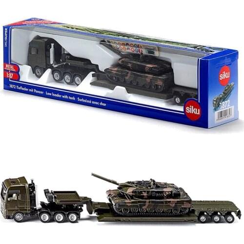 1:87 German Siku 1872 Heavy Transport Truck With Leopard Tank Alloy Model Toy