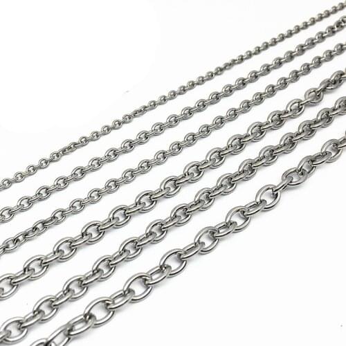1m/lot Never Fade Stainless Steel Cross O Chain Women Men DIY Jewelry Making Thin Bracelet Necklace Materials Handmade Supplies