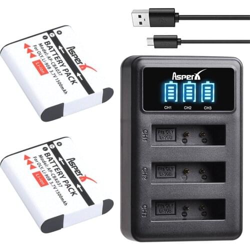 2× 1500mAH Li-90B Li 90B Li-92B Camera Battery + LED 3-Ports Charger for Olympus XZ-2 SH-50 SH-1 SP-100 Tough TG-1 TG-2 TG-3 TG4