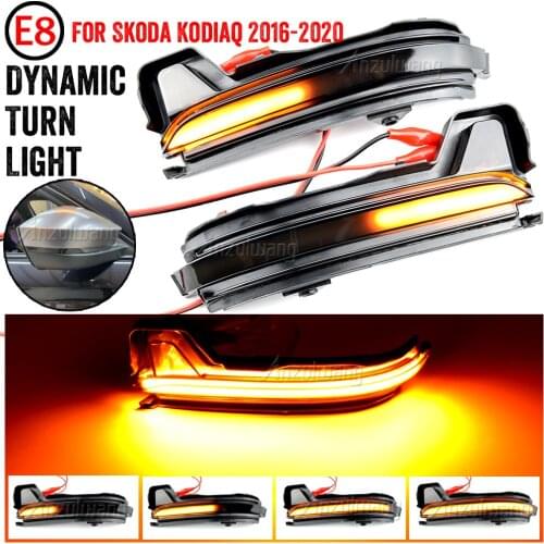 2Pcs Dynamic LED Rearview Mirror Streamer Turn Signal For SKODA KODIAQ 2016-2020 Lights Car Yellow Flowing Water Side Lights