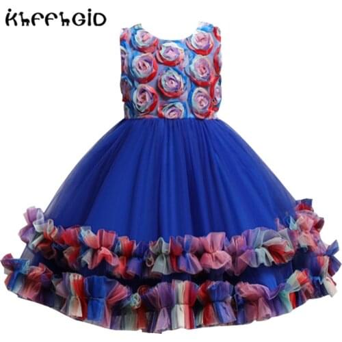 New Very Beautiful Jacquard Sleeveless Dress Girl Three-dimensional Princess Dress Satin Ribbon Flower Child Wedding Dress