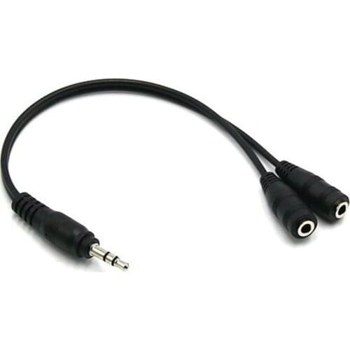 3.5mm Male To 2 Dual Female Earphone Headphone Stereo Audio Y Splitter adapter Cable