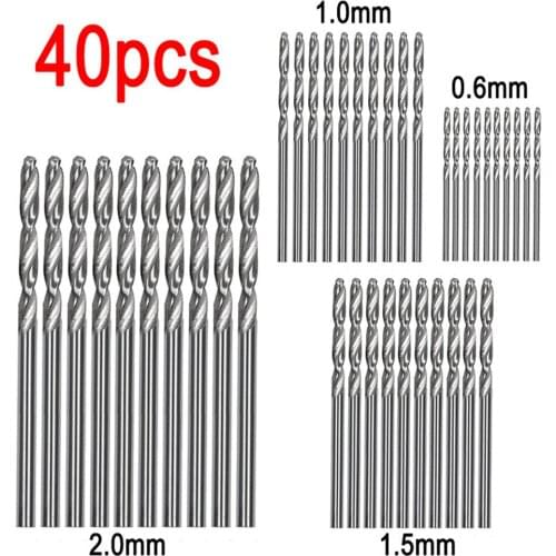 40Pcs/Set High Quality HSS Straight Shank Twist Drill 0.6-2.0mm Micro Drill For Electrical Metal/Wood/Plastic Drill Bit Set
