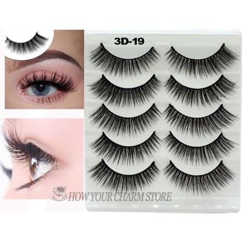 5 Pairs 10 styles 3D Faux Mink Hair Soft False Eyelashes Fluffy Wispy Thick Lashes Handmade Soft Eye Makeup Extension Tools