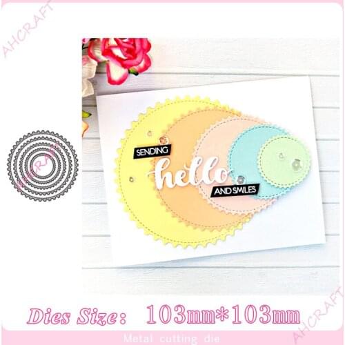 5pc Round Scallop frame Metal Cutting Dies for diy Scrapbooking Photo Album Decorative Embossing PaperCard Crafts Die 2020