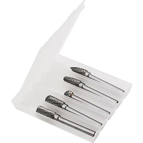 5pcs/lot 6x12mm Wood Working Tungsten steel Solid Carbide Burrs Rotary Tool Drill Bit