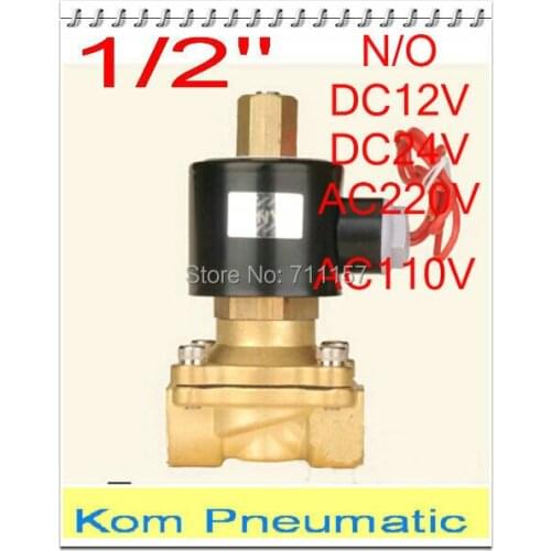 5pcs/lot Fedex Free Shipping Normally Open 1/2" Pneumatic Electric Solenoid Valve Water Air Gas 12V 24V 110V 220V