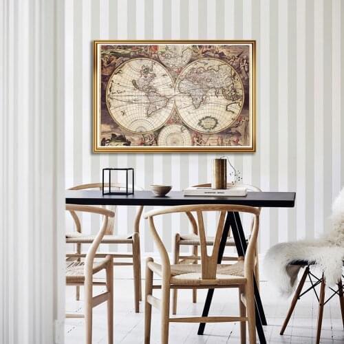 84*59cm The Retro World Map Medieval Canvas Painting Vintage Wall Art Poster Living Room Home Decor School Supplies
