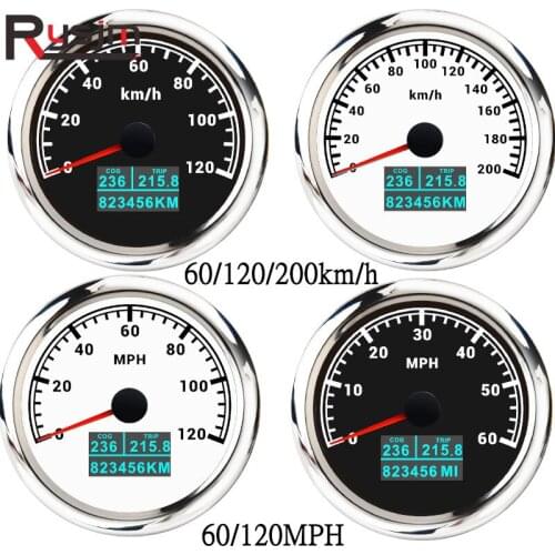 85mm 3 in 1 Marine Boat GPS Speedometer Odometer Gauge 60 MPH Knots GPS Speed Gauges 120kmh 200kmh With GPS Antenna 9-32V