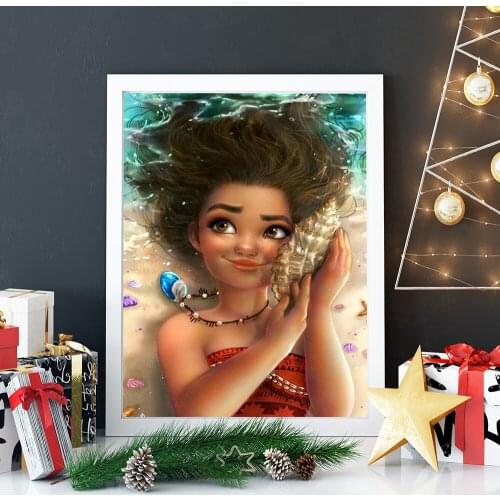 Disney Diamond Painting Cartoon Diamond Embroidery Conch Princess 5D DIY Mosaic Square Round Cross Stitch Kits Home Decoration