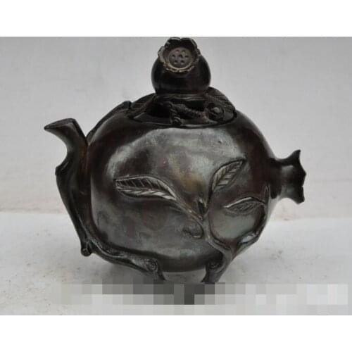 Free shipping S00538 6"marked Folk Chinese Bronze Pomegranate Statue Box Incense Burner Censer