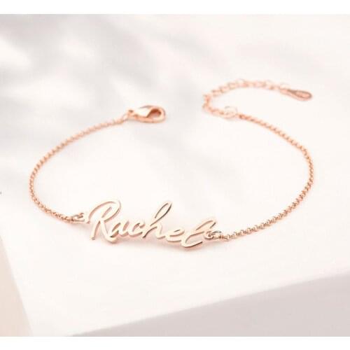 HUHUI Custom Name Bracelet For Women Stainless Steel Chain Letter Customized Charm Bracelets Personalized Jewelry Birthday Gift