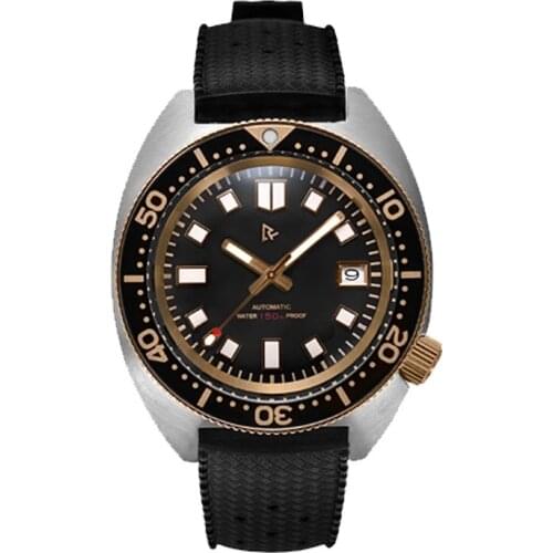 Retangula Rdunae Turtle Diver Men Watch Stainless Steel NH35 Rubber Strap Sapphire Aluminium Bezel Watches for Men Automatic