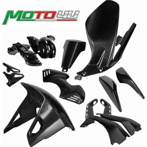 100% Carbon Fiber Motorcycle Fairing kits Gloss Twill Weave Front Fender Rear Fender Frame Cover For Ducati V4