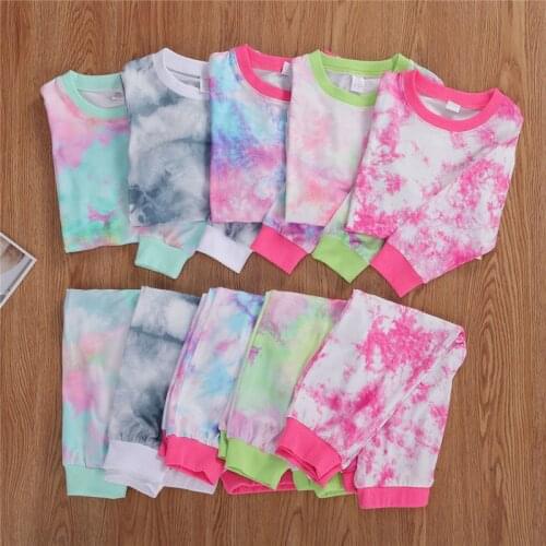 Children Pajamas Baby Clothing Set Kids Tie Dye Print Sleepwear Autumn Cotton Nightwear Boys Girls Casual Pyjamas Pijamas Set