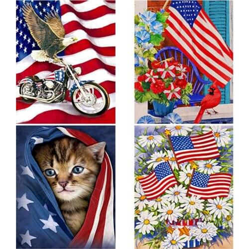 DIY 5D Diamond Painting National Flag Diamond Embroidery Cat Animals Cross Stitch Full Round/Square Drill Resin Home Decor Gift