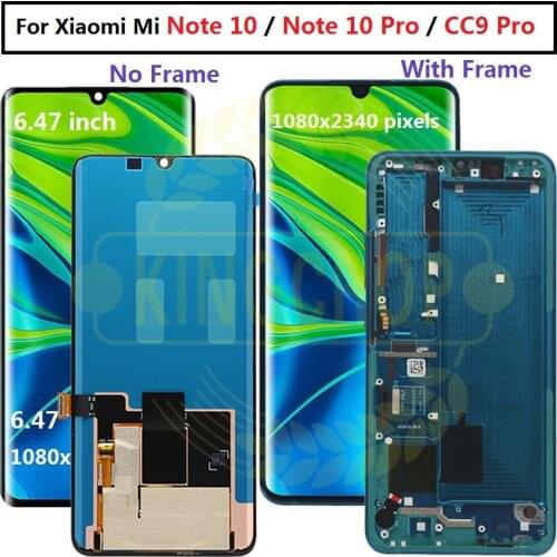 For Xiaomi MI Note 10 mi note10 LCD Display Touch Screen Digitizer M1910F4G Assembly For Xiaomi mi note10 pro cc9 pro lcd