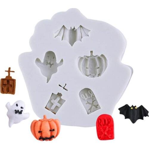 Halloween Holiday Pumpkin Cake Mold 6 Cavities Pumpkin Ghost Bat Shape Chocolate Molds DIY Cake Decorating Tools Party Supplies