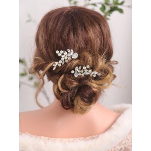 Bride Hat Hair comb Rhinestones A pair of Hair Jewelry Silver Bridesmaid gift Hair clip for women