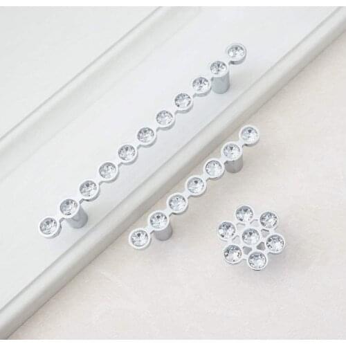 3.75" 5" 6.3" Crystal Drawer Knobs Chrome Door Pull Handles Zinc Alloy Stylish Furniture Cupboard Wardrobe Handle 96 128 160mm