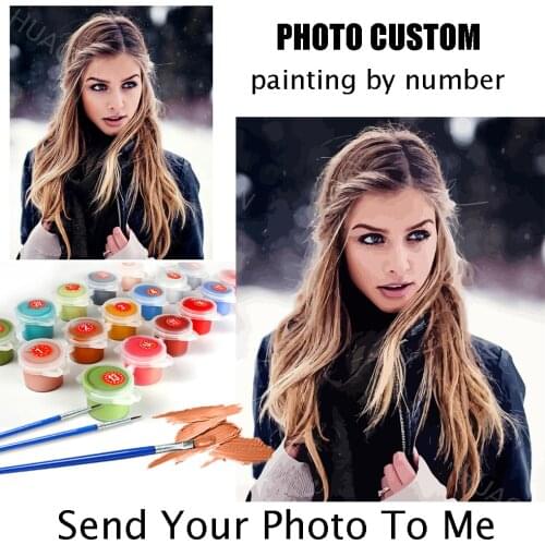 HUACAN Personality Photo Customized DIY Painting By Numbers Picture Drawing 24/36/48 Colors Acrylic For Adult Frameless