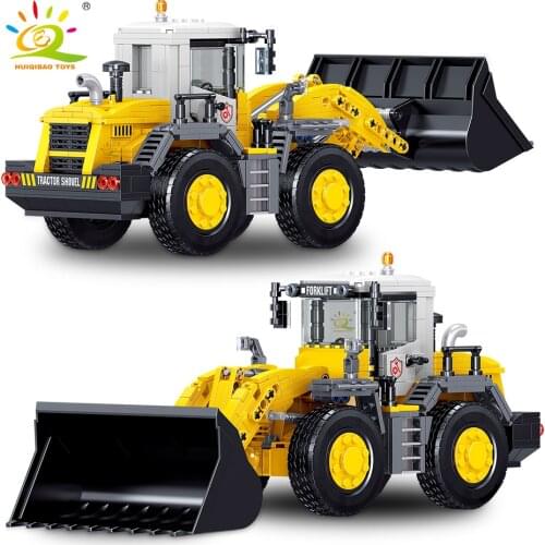 HUIQIBAO TOYS 732pcs Engineering Forklift Truck Building Block City Construction Bricks Car Set Toys For Children Kids Gift