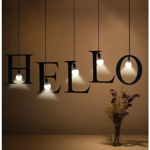 =(K)= DIY Pendant Lights Letter Light Creative A to Z Hanglamp E27 Nordic Black Iron 100cm Decor Lamps For Loft Coffee Shop