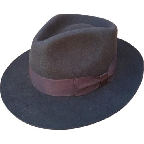 Classic Dark Brown Mens Wool Felt Godfather Fedora Hat - Gangster Mobster Michael Jackson Gentleman Hat