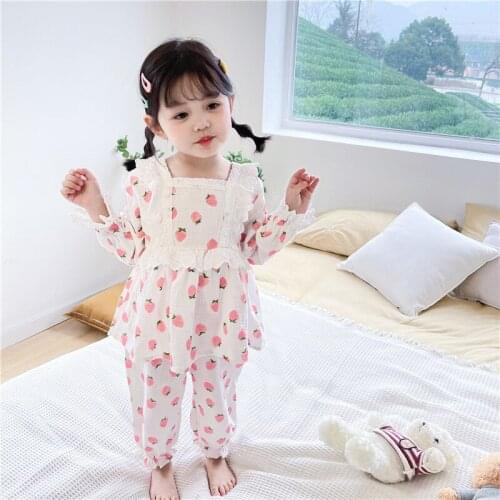 Strawberry Baby Boys Girls Sets Spring Autumn Undershirts Sleepwear Robe Pajama Kids Toddler Outwear Childrens Clothing