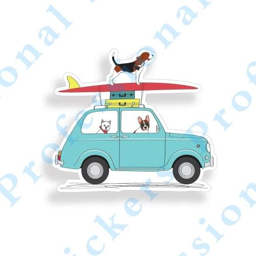 Creative stickers Dog Surfing Sticker Puppy Surf Car Vehicle Window Motorcycle Decal Cup Cooler Laptop Waterproof Vinyl Decals