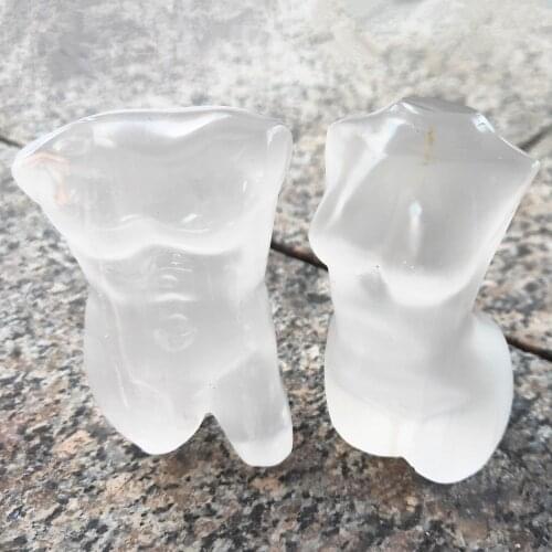 Crystal Goddess Natural Selenite Quartz Male Statue Selenitum Carved Woman Torso Gem Body Sculpture Polished Energy Healing