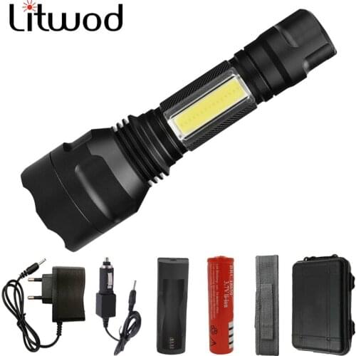 Litwod Z20 C8-COB LED Flashlight 4000 Lumens XM-L U2 COB 5 Modes Torch tactical Aluminum Lanterna For Camping hunting