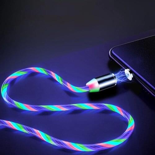 Magnetic Charging LED light Cable Fast Charge USB Micro Type C Cable Magnet Charger Wire Mobile Phone Cable For iPhone 12 Cord
