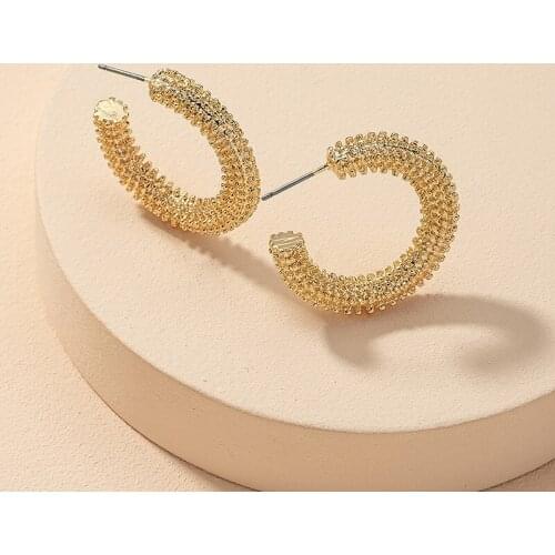 Fashion Jewelry Hoop Earrings Hot Selling Popular Golden Silvery Plating Metal Texture Women Earrings For Lady