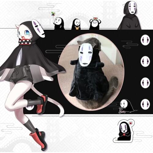 Anime Spirited Away No Face Man Cosplay Costumes Plush Cat Pet Cardigan Hooded Mask Cloak Pajamas Shawl Trench Bathrobe Coats