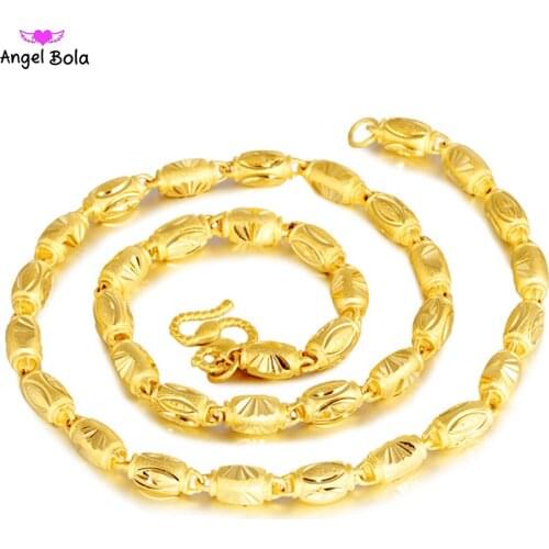New Vietnam Sand Gold Necklace Mens Fashion Sandblasted High-end Car Flower Necklace Brass 24k Gold-plated Boutique Wholesale