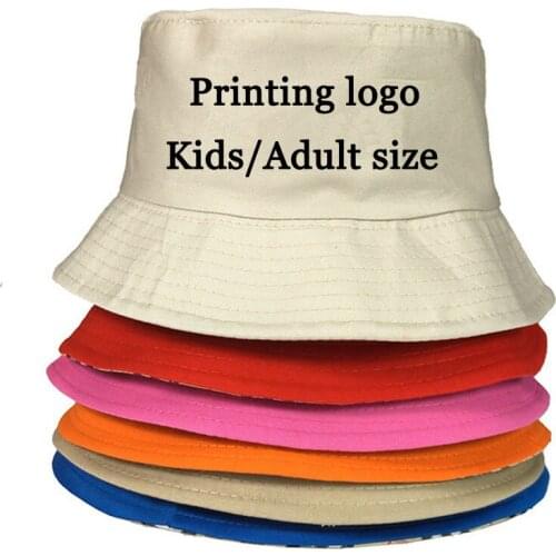 Kids/Adult Buckets Fishing men Hats Adult/Children Bucket Hat Girl Free Adjust Belt Men Sun Caps Casual Custom Print Name/LOGO