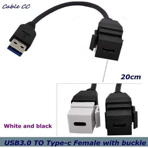 USB 3.0 USB 2.0A male C type female panel mounting plug adapter, used for wall socket panel 0.2m for mobile computer