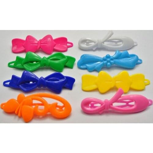 24 Mixed Color Assorted Plastic Hair Barrette Clip Bow Pin DIY Craft