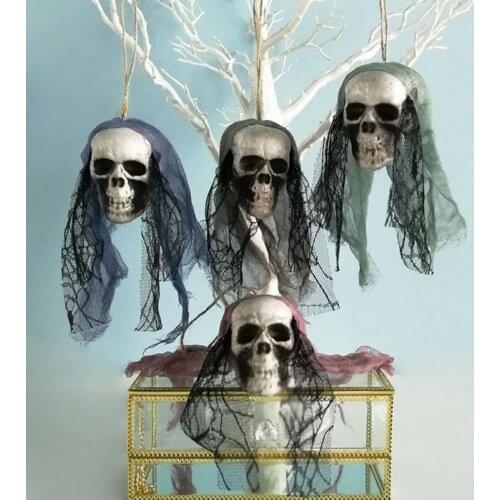 Halloween Skull Hanging Ornaments Foam Skull Bride Clothes Bone Head Scene Layout Props Home Decorations Festival Party Supplies