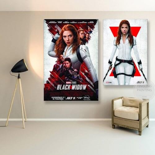 Black Widow Movie Poster Marvel Superhero Canvas Wall Art Painting Living Room Bedroom Lounge Dorm Modern Room Decor Aesthetic