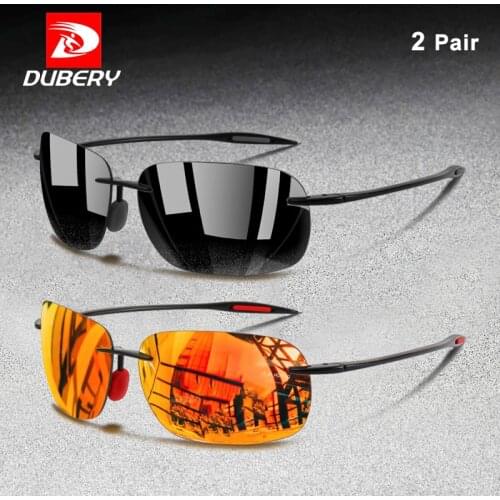 DUBERY Square Rimless Sunglasses Men Driving Shades Ultralight Glasses Frame Outdoor Fishing Sun Glasses UV400 Eyewear 2 Oculos