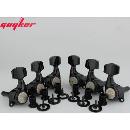 GUYKER Upgraded Version Black Guitar Locking Tuners Electric Guitar Machine Heads Tuners 3R3L Gear ratio 1:21 Lock Tuning Pegs