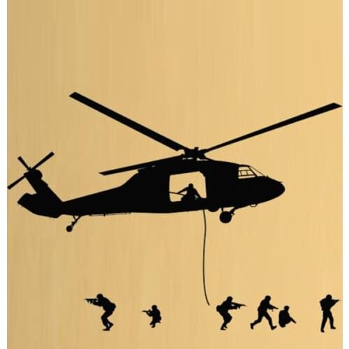 Helicopter Army Cool Boys Removable Wall Stickers for Bedroom Vinyl Decals Living Room Art Decoration Wallpaper Murals YY125