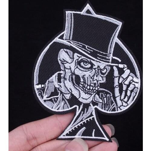 Pulaqi Skull Punk Embroidered Patches For Clothing Iron On Patches F