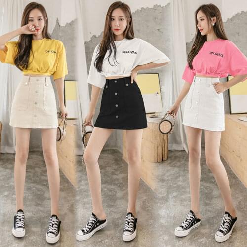 Half-length Skirt Female 2021 Summer New Anti-glare Jeans Skirt High Waist A-line Tight-fitting Hip Skirt
