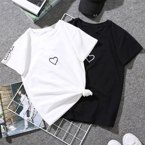 Women Heart shape Tshirt Summer Fashion T-shirt Short Sleeve Tops Tees