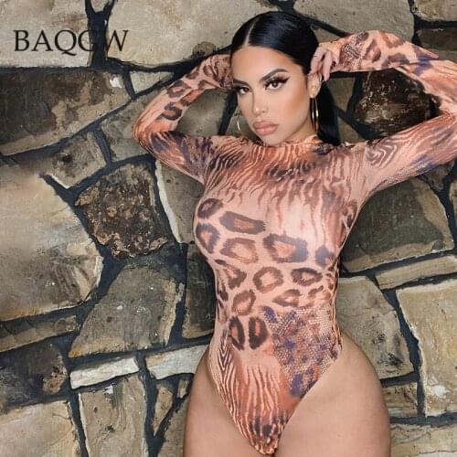 Fashion Graphic Print Skinny Bodycon Bodysuit for Women Autumn Long Sleeve Elastic Hight Activity Rompers Bodycon Streetwear