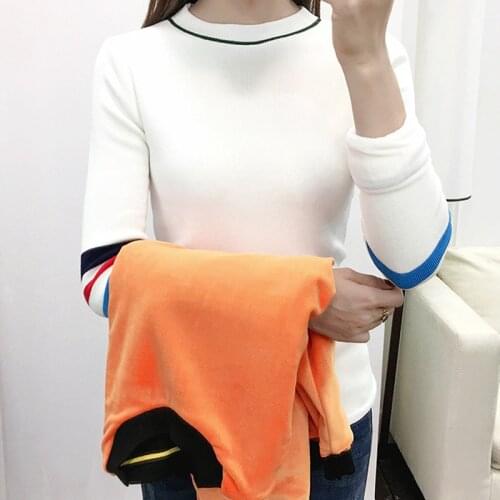 Winter Lady Striped Patchwork Office Lady Fashion O-neck Slim Basic Knitted Sweater Women Autumn Jumper Bottoming Tops 2020